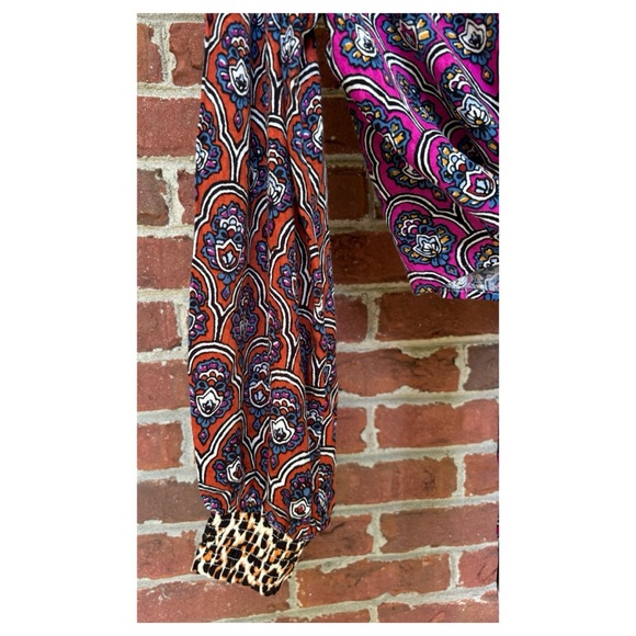 NWT Anthropologie Patterned Crop Tie Lounge Top in Purple Motif Size Small - Picture 6 of 12